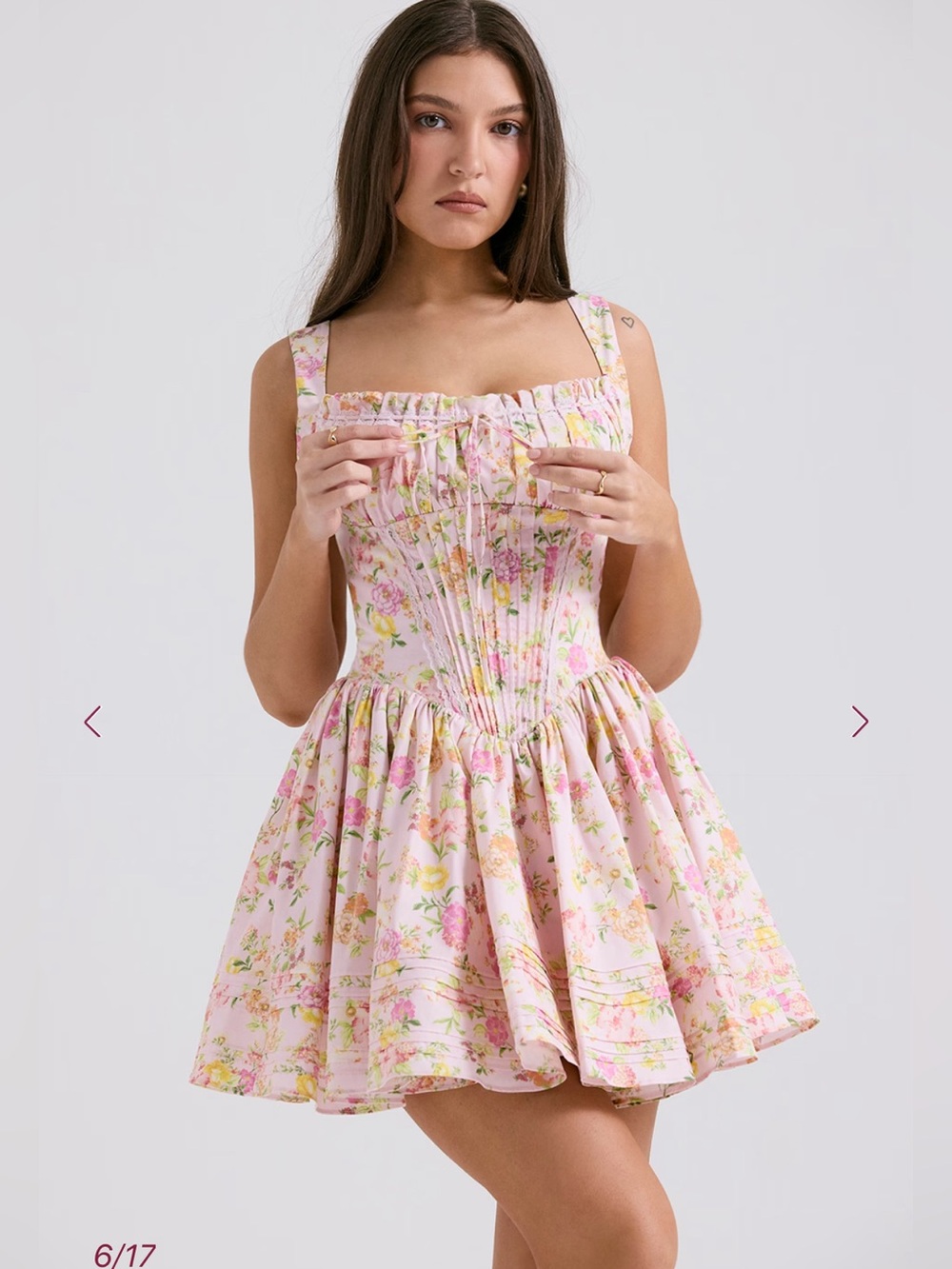 NWT HOUSE OF CB NATASSIA - Pink Meadow Cotton Mini Dress Size XS Longer length - Picture 6 of 16